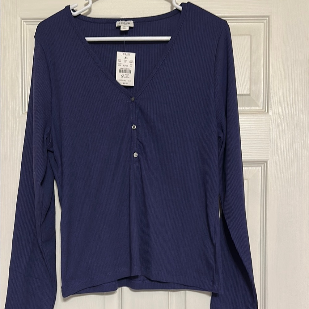 J. Crew blue Ribbed Top size XL. NWT